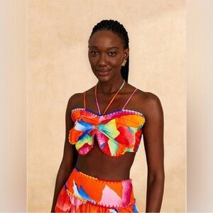 Farm Rio Ombré Chita Linen Blend Top Size Large